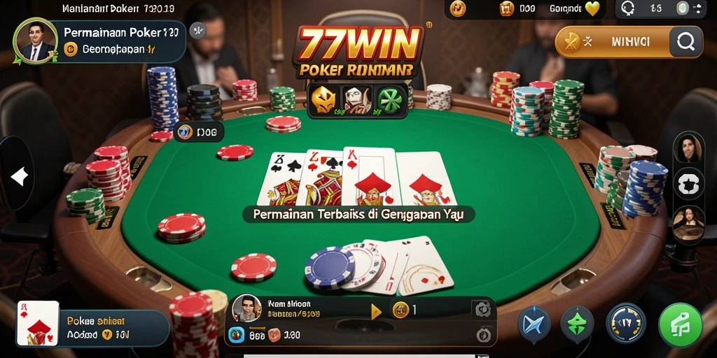 Tampilan menarik dari gameplay Poker di 77WIN.
