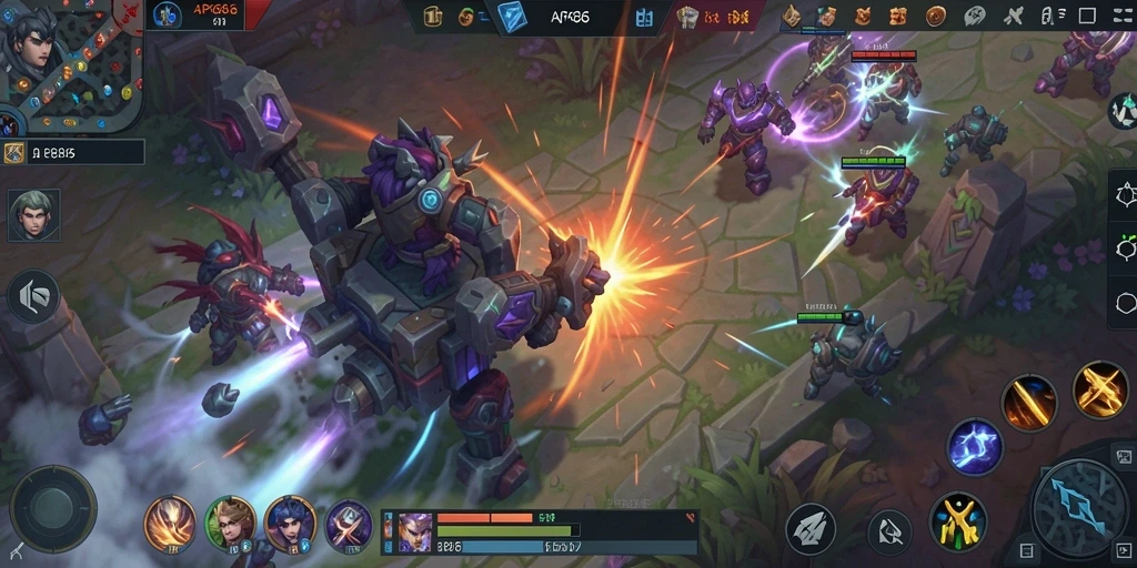 Screenshot gameplay AP686 yang menampilkan aksi seru pertempuran MOBA.