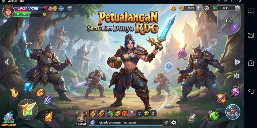 Tangkapan layar utama yang menampilkan aksi dan petualangan dalam JAVASLOT88.