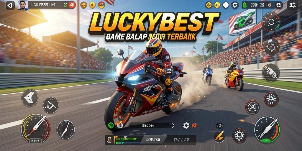 Tangkapan layar gameplay balap motor yang mendebarkan dalam LUCKYBEST.