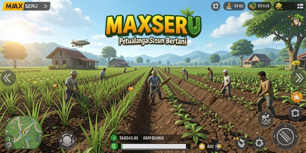 Screenshot gameplay <strong>MAXSERU</strong> yang menunjukkan aktifitas bertani yang seru.