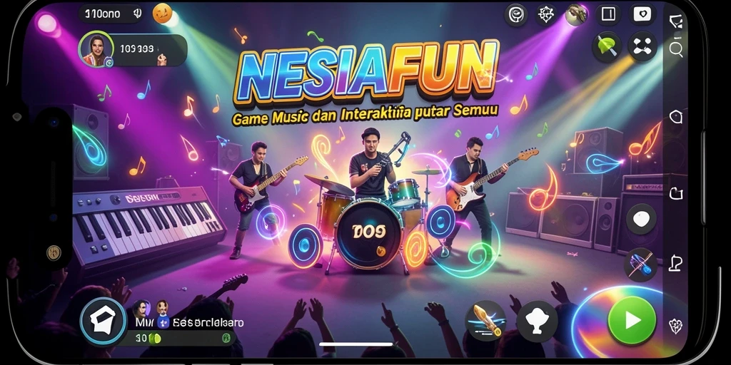 Screenshot gameplay NESIAFUN menunjukkan pengalaman bermain musik yang mengasyikkan.