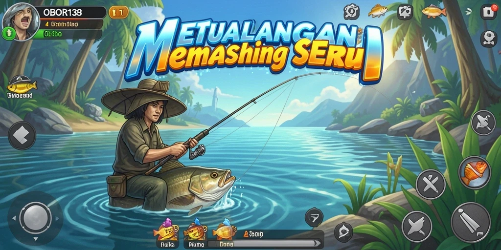 Screenshot OBOR138 menampilkan aksi memancing di lokasi yang indah.