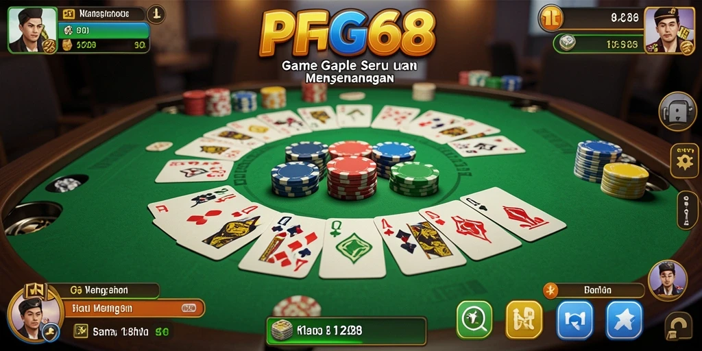 Tampilan gameplay PGG68 dengan suasana permainan Gaple yang seru.