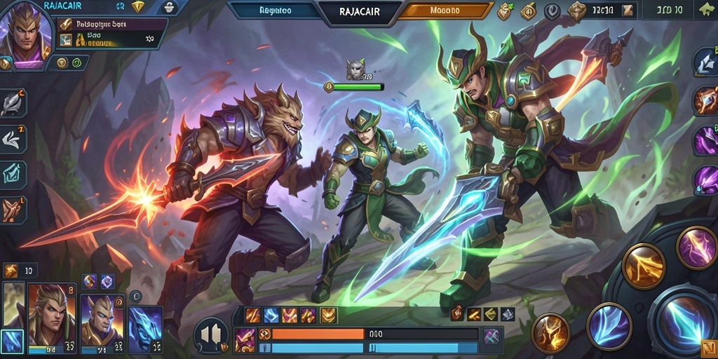 Screenshot gameplay RAJACAIR yang menunjukkan pertarungan tim yang menegangkan.