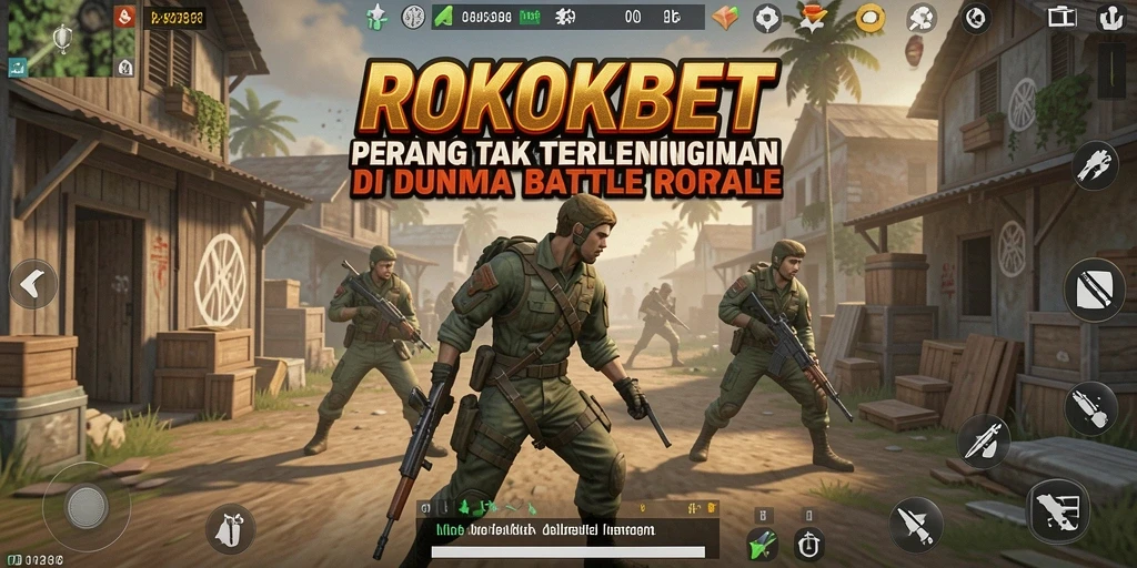 Screenshot ROKOKBET menampilkan aksi mendebarkan dalam gameplay Battle Royale.
