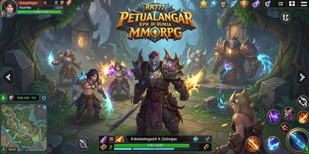 Screenshot gameplay MMORPG RR777 yang menampilkan pertarungan epik.