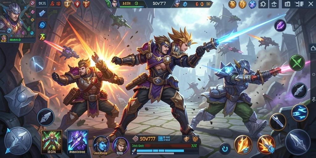 Tampilan dinamis gameplay MOBA yang menarik di SOV777.