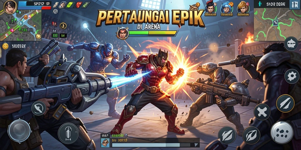 Gameplay SP212 menampilkan pertarungan hebat di arena.